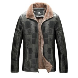 Leather Jacket With Velvet Warm