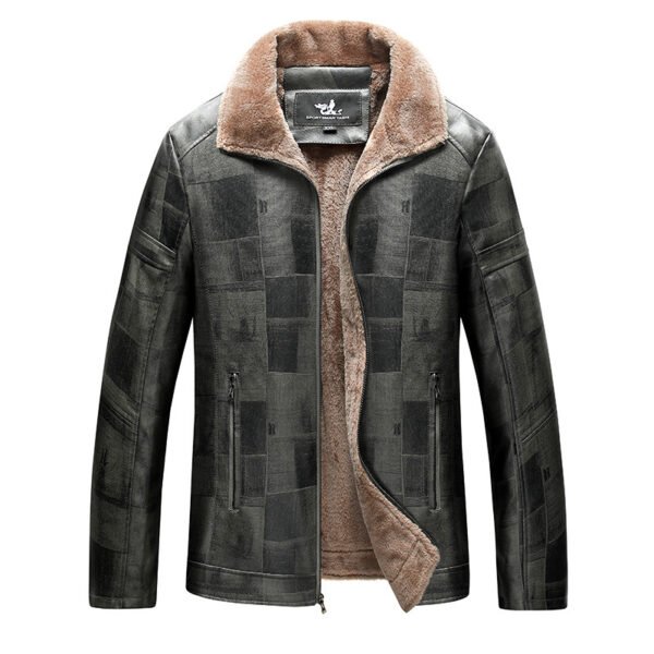 Leather Jacket With Velvet Warm